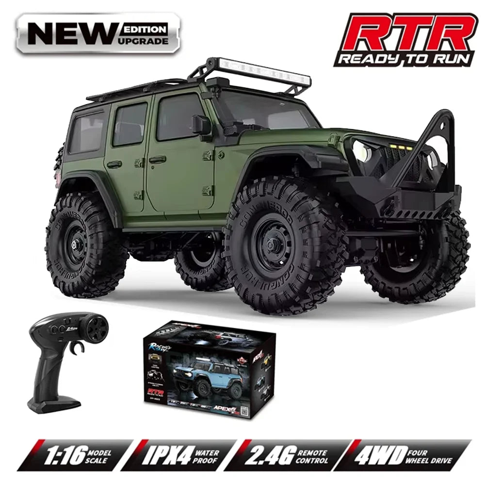 HB R1601 RC Car 1:16 2.4G 4WD Off-Road Remote Control Cars with LED Crawler Trucks Climbing Vehicle Model Toys for Kids Adult.