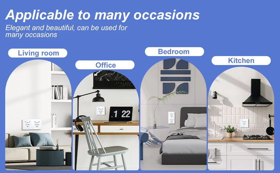 BSEED EU Standard Einzigen Steckdose Doppel Glas Steckdosen Triple Steckdosen Steckdose Für Home Office Schlafzimmer 16A.