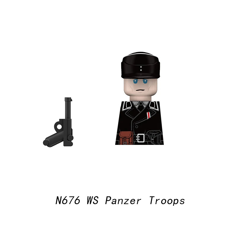 Military WWII Figure Building Blocks Accessories MP40 Rocket Launcher MG42 Officer Army Camouflage Soldier Pzf 98K Toy Gift N029.