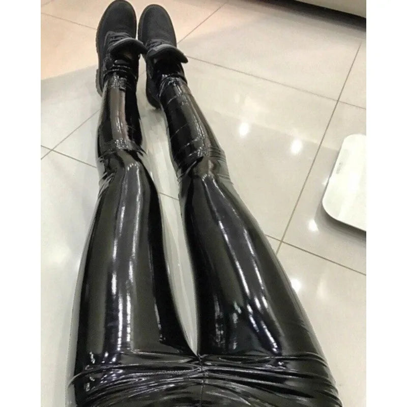 New Bright  Pu Pants Women Black Slim Leather Pants Sexy Hip Liftting Yoga Fitness Leggings Running Casual Fashion Pu Pants.