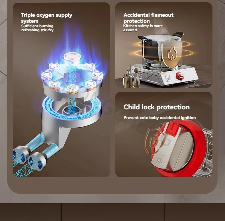 5.2KW Liquefied Gas Stove Range Single-range Energy-saving Flameout Protection Fierce Fire Stove.