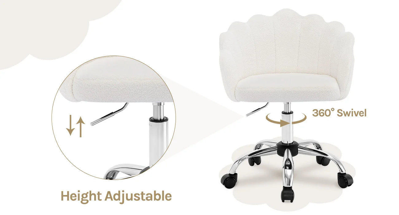 WOLTU Höhenverstellbarer, ergonomischer Schreibtischstuhl, Drehstuhl mit Rollen, Gaming-Schminkstuhl, Lordosenstütze für das Heimbüro