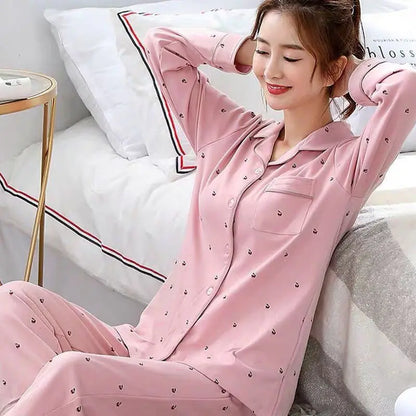 Neue frauen Imitation Baumwolle Pyjamas Homewear Set Mädchen Frühling und Herbst Pyjamas Homewear Damen Langarm Strickjacke Homewear.