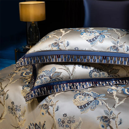 Luxury Satin Jacquard Egyptian Cotton 4/6/10Pcs European Palace Wedding Bedding Set Silky Duvet Cover Set Bed Sheet Pillowcases.