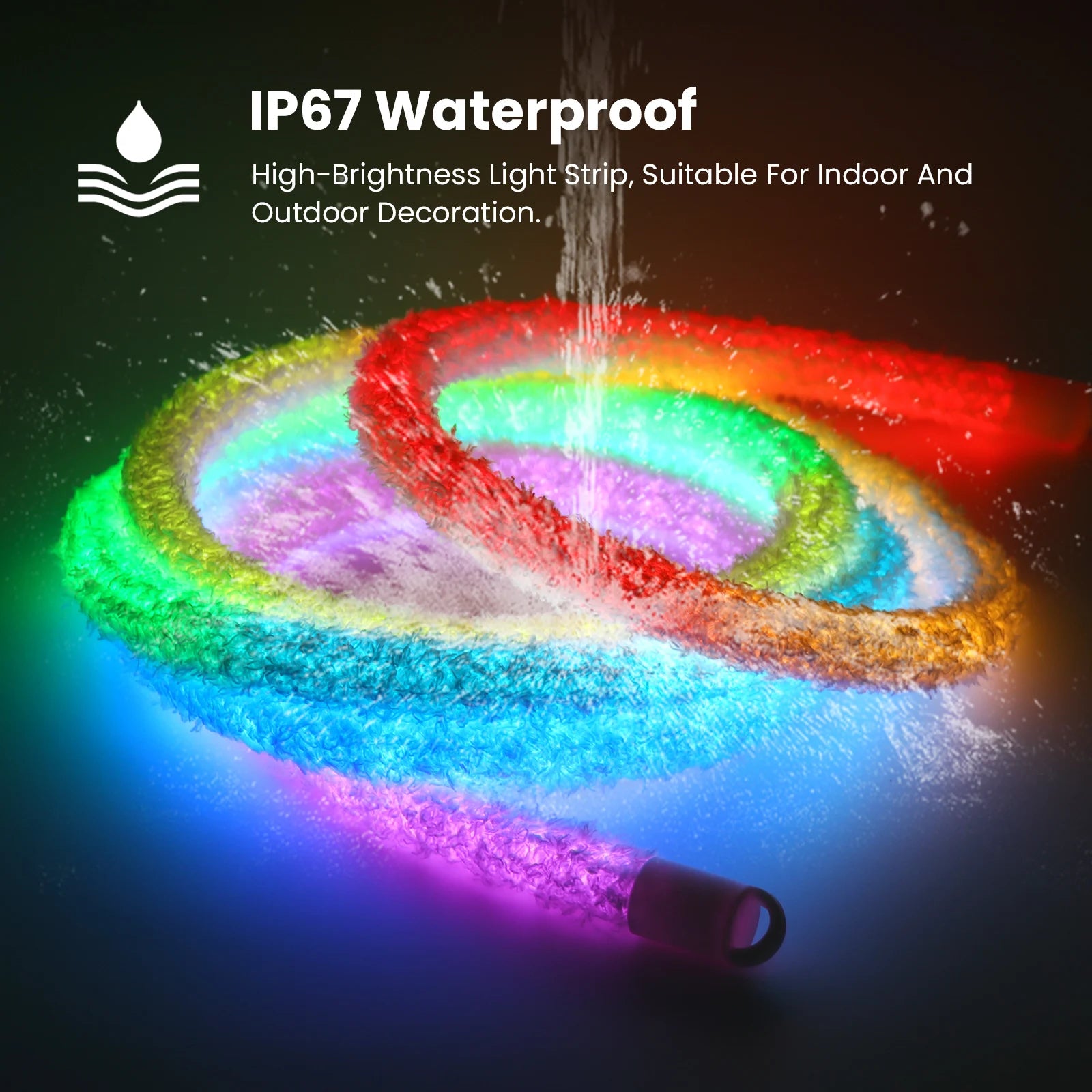 DC5V USB RGB LED Round Neon Light Strip Music Sync Control with App/Remote Addressable Lamp IP67 Waterproof for Indoor Outdoor.