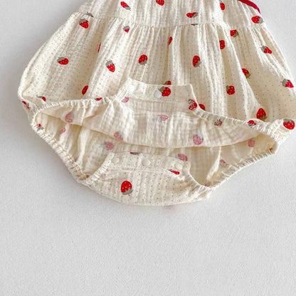 0-2Y Sommer Baby Mädchen Kleidung Erdbeere Druck Infant Mädchen Bodysuit Kleinkind Leibchen Ein Stück.