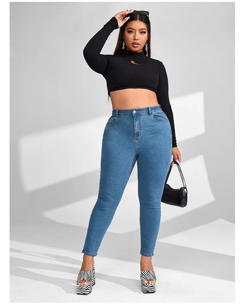 Plus Size Skinny Jeans for Women Full Length High Waist Women Jeans Stretchy Pencil Curve Women Jeans 200kgs Mom Jeans for Women.