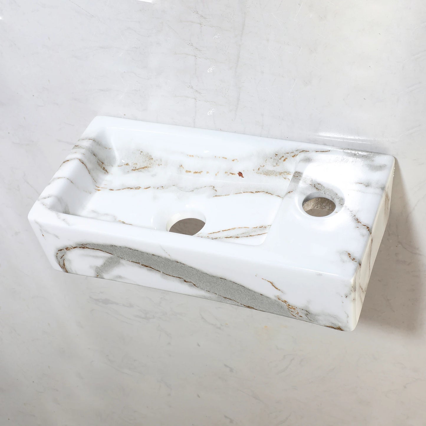 JIENI Art Ceramics Einzelwaschbecken, modernes Wandwaschbecken im europäischen Stil, quadratisches, minimalistisches Waschbecken aus Porzellan