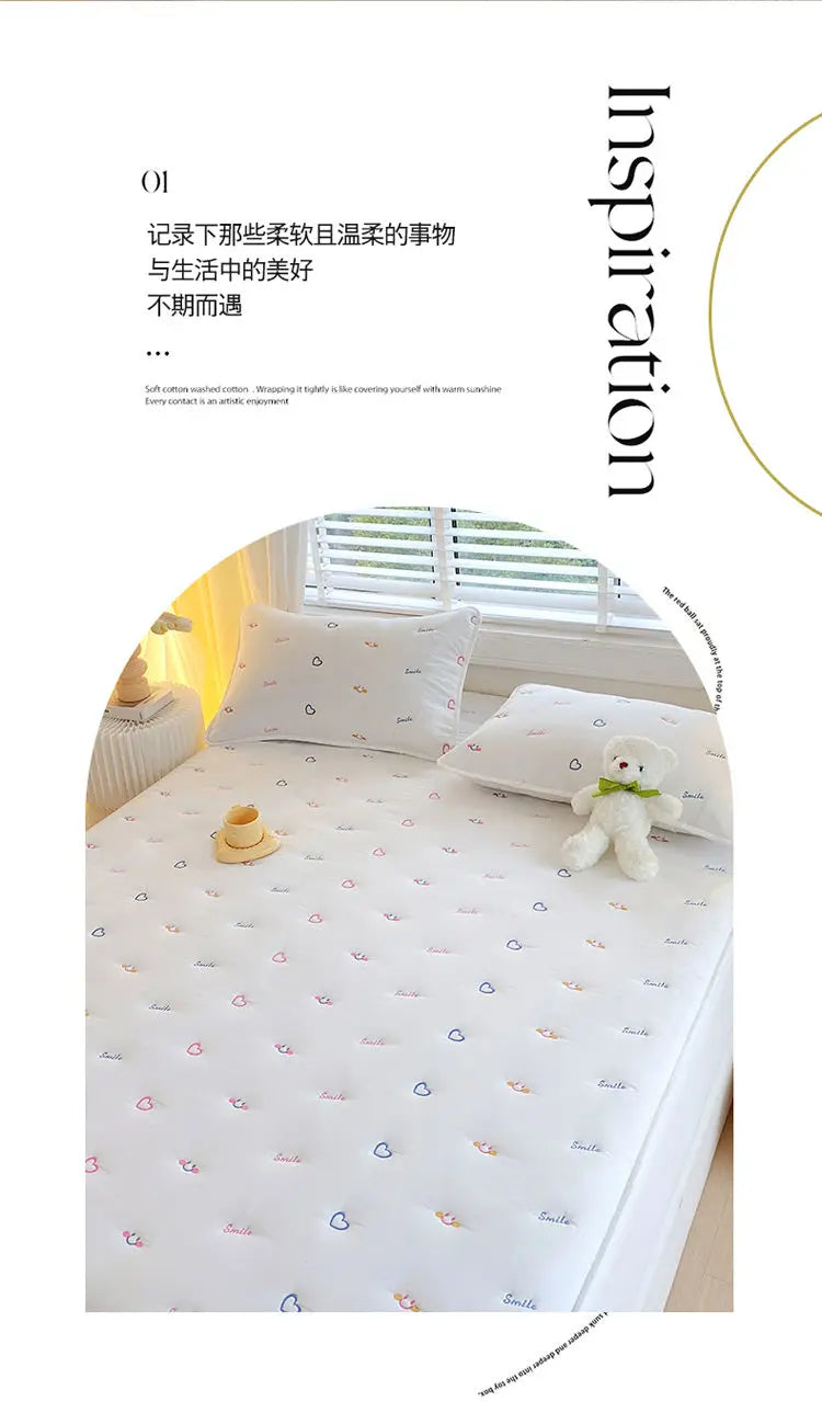 Cotton Mattress Single-piece Simmons Mattress Protective Cover Non-slip Fixing Bed Dust Cover.