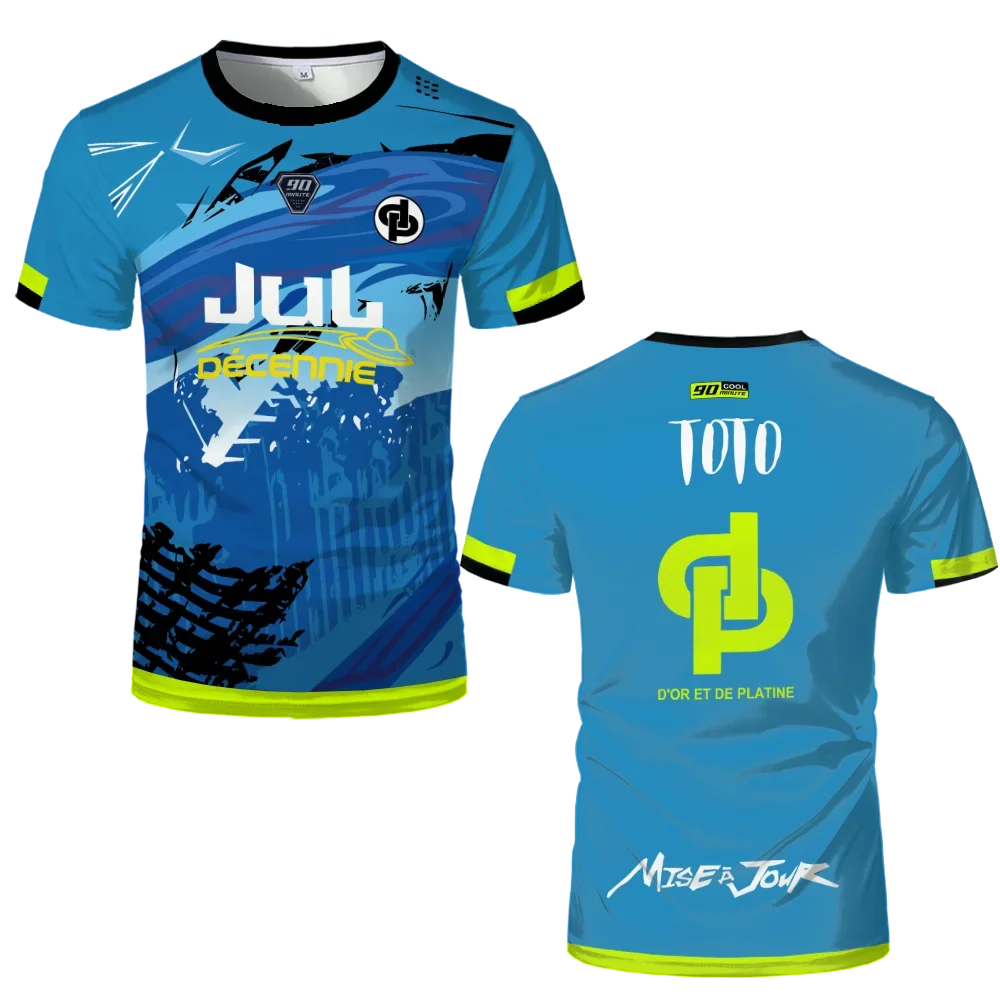 90 Minutes Series MM9 JUL Football Shirt Men's Summer Outdoor Sports Quick-drying Jersey Oversized Fitness Training T-shirt.