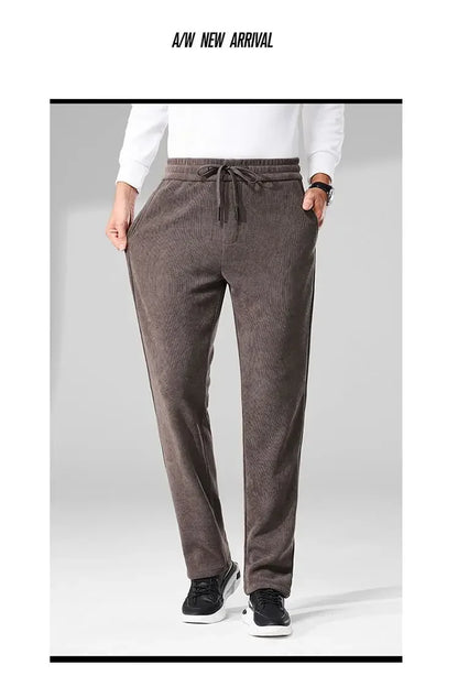 Herren-Freizeithose, verdickt, gerades Bein, warm, Herbst-Winter-Oberbekleidung, modisch, vielseitig, lockere Passform, sportlicher Stil