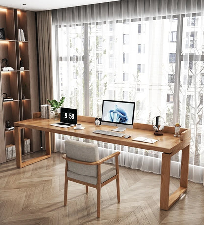 Solid wood double desk against the wall Long table Household simple modern student writing desk Study table Office computer desk