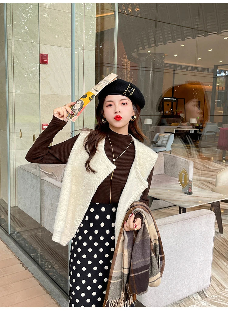 Langarm Beiläufige Dünne Pullover Mode Taste Grundlegende Gestrickte Tops Frauen Rollkragenpullover Koreanische Mode Einfache Chic Kleidung