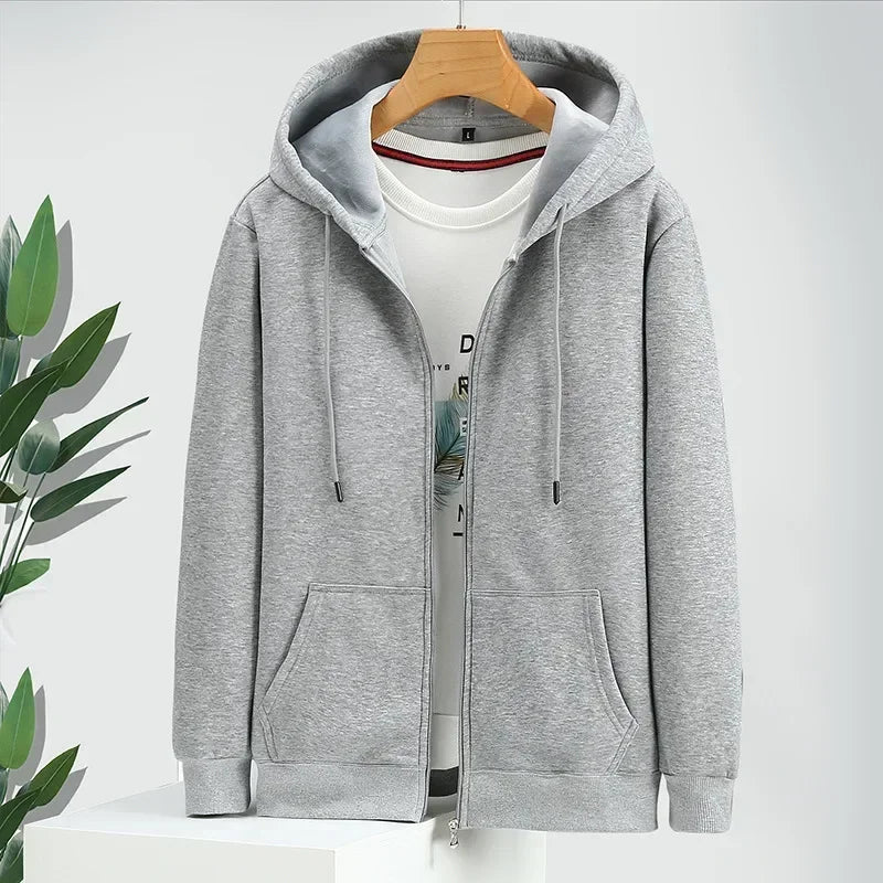 Big Size Hoodie Men Hood Long Sleeve Sweatshirt Male Zip-up Loose Cotton Fleece-lined Casual Top Zipper Large Fat Plus 10XL 12XL