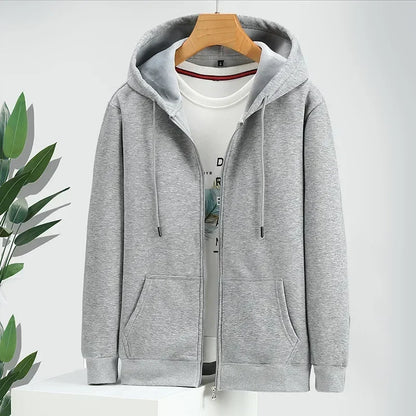 Big Size Hoodie Men Hood Long Sleeve Sweatshirt Male Zip-up Loose Cotton Fleece-lined Casual Top Zipper Large Fat Plus 10XL 12XL