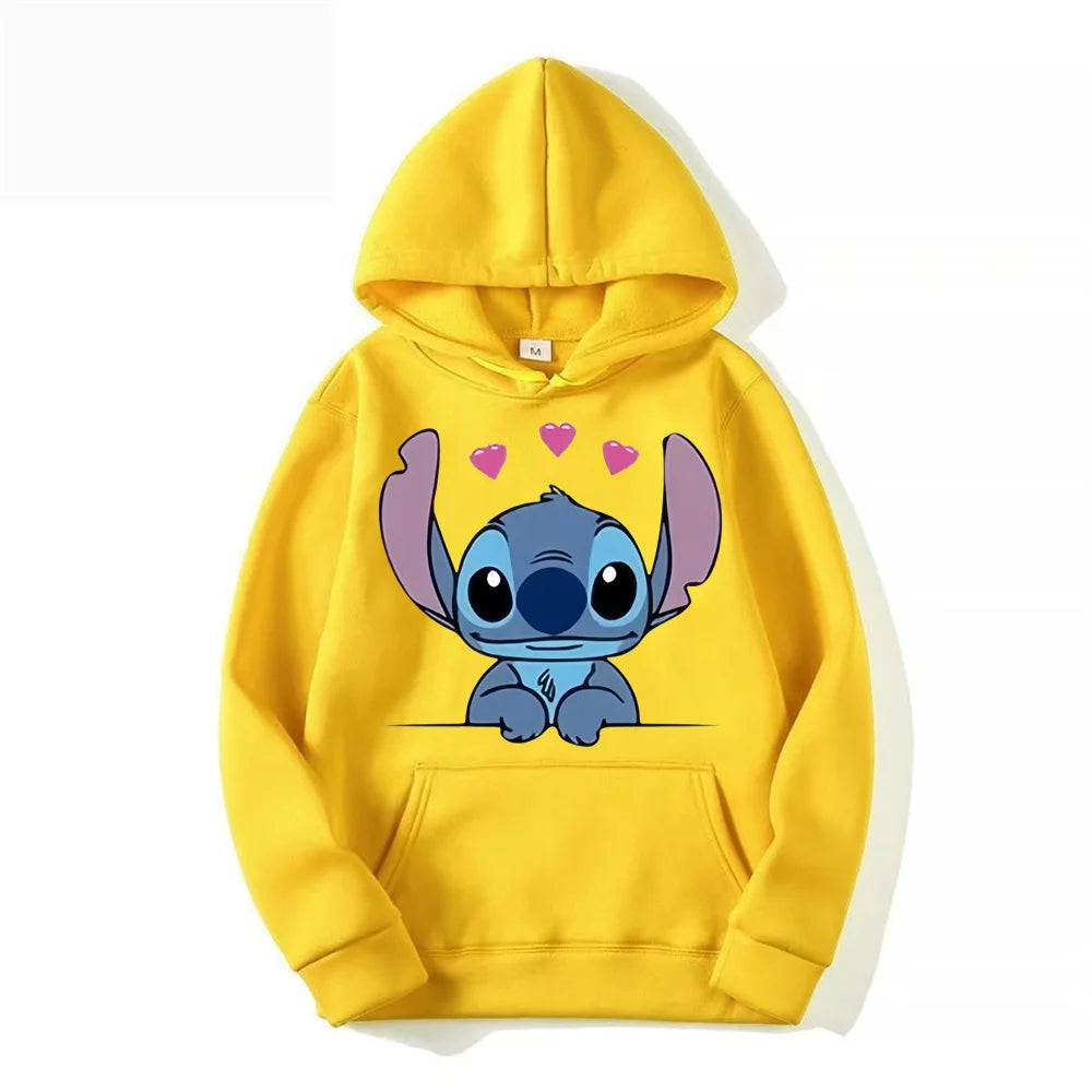 Disney Stitch Cartoon Anime Women Pullover Spring Autumn Men Oversized Hoodie 2024 Fashion Casual Couple Sweatshirt Clothes Tops.