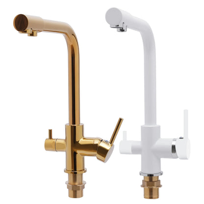 White/Gold 3-way Kitchen Faucet Stainless Steel Countertop Faucet Suitable for Homes, Restaurants, Hotels, Kitchens