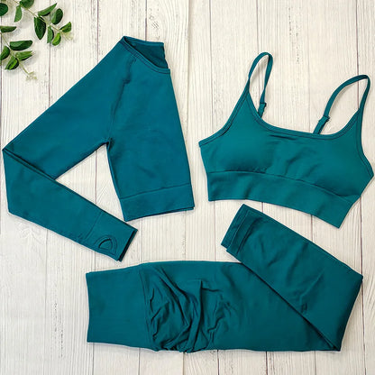 Seamless Sports Suit Yoga Set for Women Fitness Wear Long Sleeve Yoga Clothing Gym Workout Sportswear Two Piece Tracksuit Women.