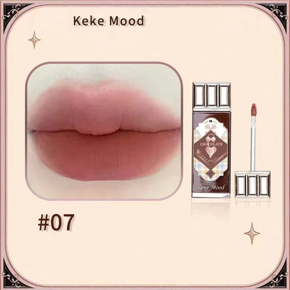 Chocolate Cloud Matte Lipstick Velvet Lip Gloss Brown Red Liquid Lip Glaze Makeup Smooth Long-Lasting Lip Tint Cosmetics