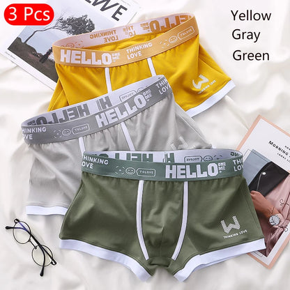 1/3PCS männer Boxer Baumwolle Shorts Höschen Weichen Brief Gürtel Atmungs Mode Sport Männer Boxer Mid-taille vier Ecke Hosen