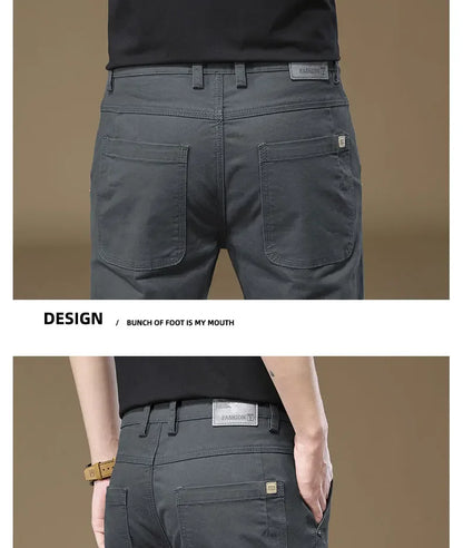 Men's Pants 97% Cotton Thick Business Casual Korean Grey Cargo Trousers Male Large Size 38 40 Brand Clothing Pant.
