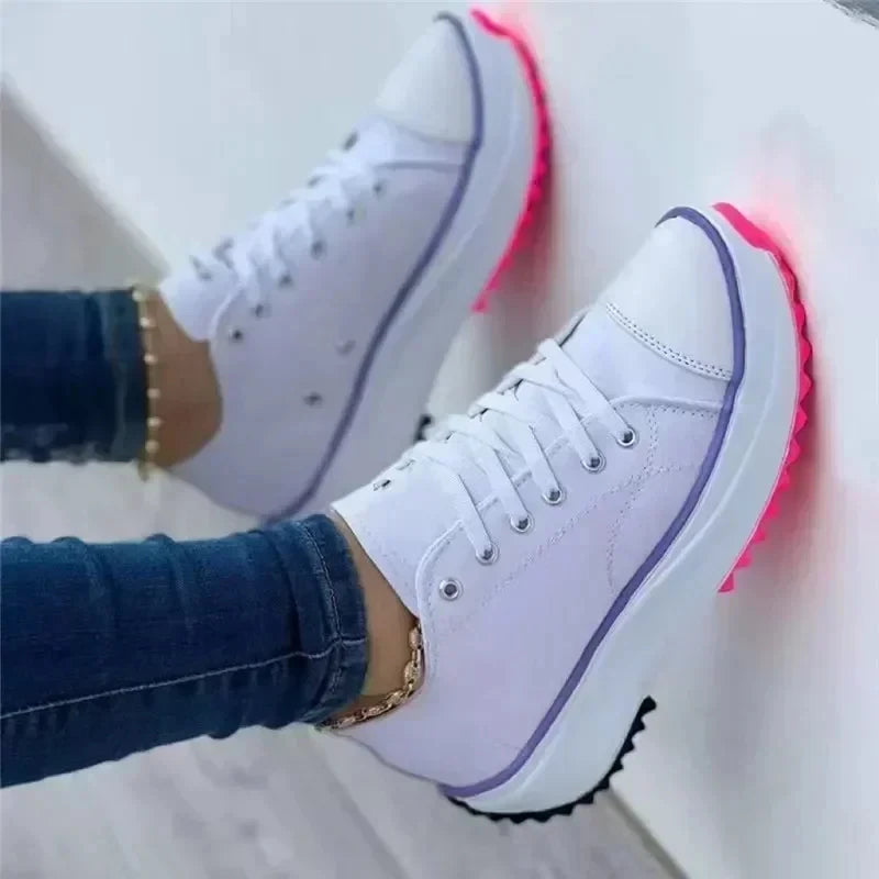 Shoes for Women Classic White Canvas Sneakers Fashion Platform Women Casual shoes High Quality Lace-Up Feamle Tennis Shoes 35-43.