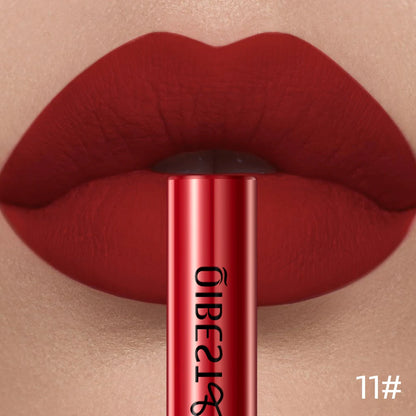 QIBEST Sexy Red Matte Lip Gloss Long Lasting Velvet Liquid Lipstick Lip Makeup Women Beauty Nonstick Cup Waterproof Lipgloss Hot
