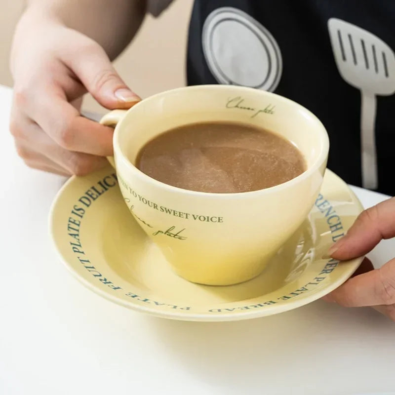 Ceramic Cup and Saucer Coffee Cup Set Milk Mug Dessert Plate Teaware Afternoon Tea Cup Drinkware Drinking Utensil Birthday Gift.