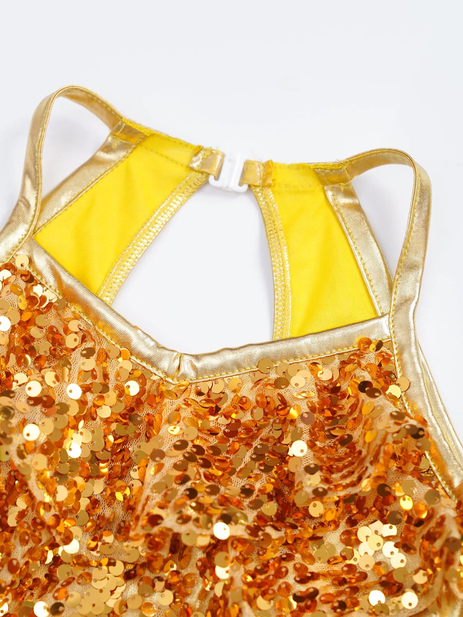 Kinder Mädchen Pailletten Jazz Ballett Tanzkleid Ärmellos Ausschnitt Tiered Rüschen Trikot Salsa Samba Rumba Skating Performance Kostüm.