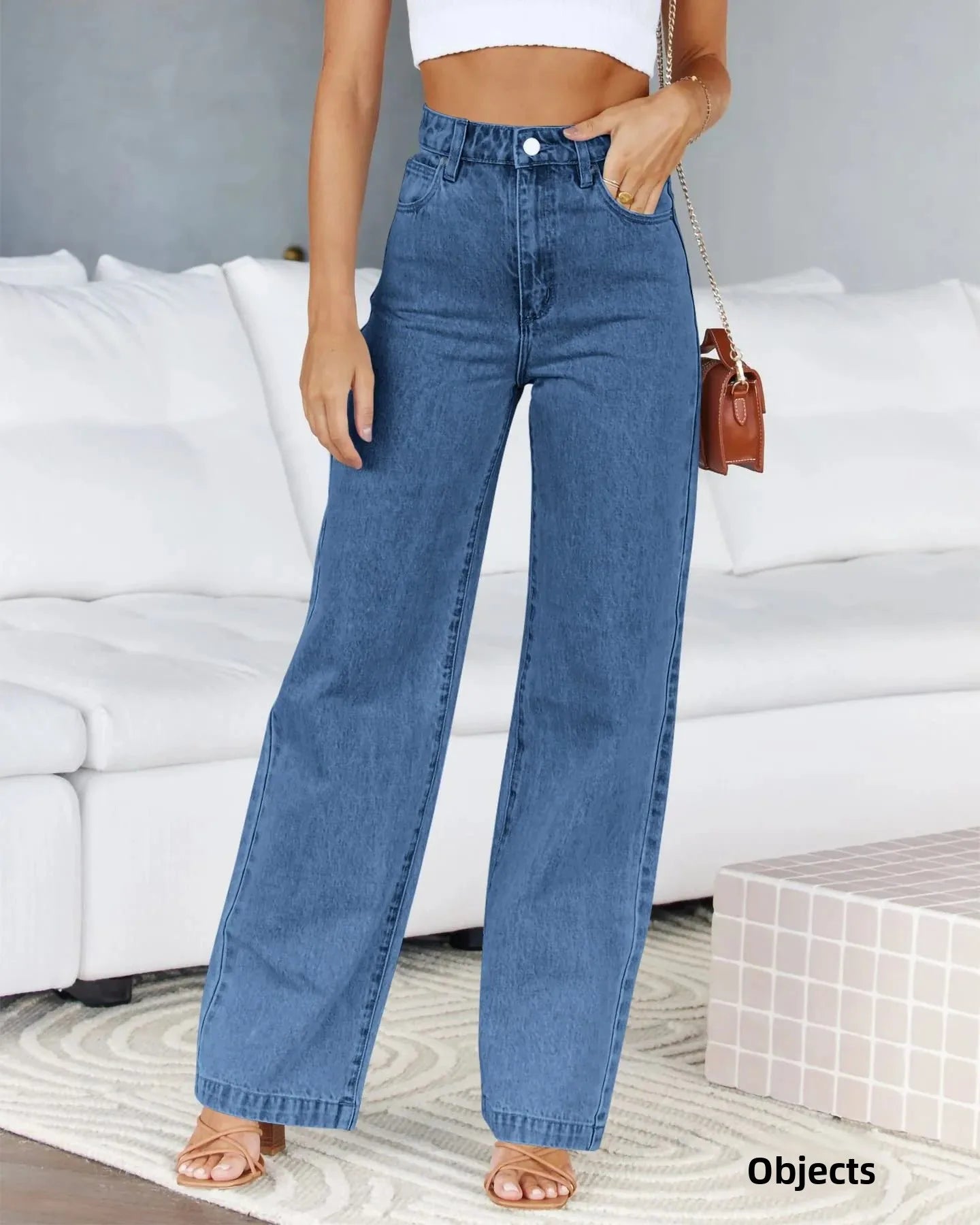 Women's Wide Leg Jeans Commute Style High Waist Denim Pants Elastic Casual High Quality Chinese Manufacturer Origin.