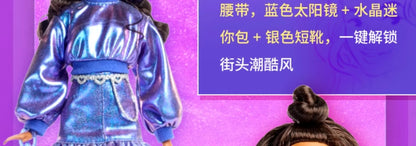 Genuine Barbie Deluxe Style Dolls Pink Dress Outfit Blond Hair Knot Bow Accessories Mesh Tights Toys For Girls Sweet Gift.