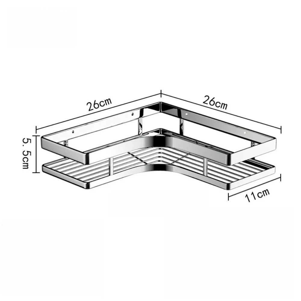 Dusch-Eckregal aus Edelstahl, kein Stanzen, verdickte flache Stange, dreieckiges Regal für Badezimmer, Küche, Organisation, platzsparend