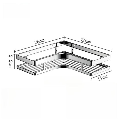 Dusch-Eckregal aus Edelstahl, kein Stanzen, verdickte flache Stange, dreieckiges Regal für Badezimmer, Küche, Organisation, platzsparend