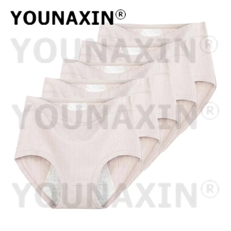 5 Pieces Women Menstrual Period Underwear Big Size Briefs Lingerie Undies Cotton Large High Waist Panties XL 2XL 3XL 4XL 5XL 6XL.