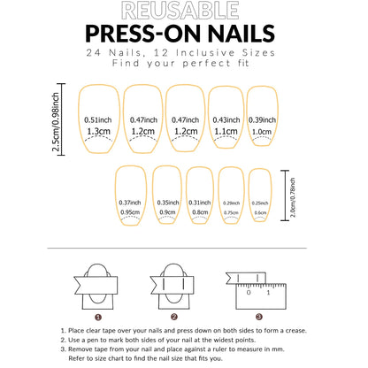 ARTAUG 24PCS Short Press On Nails Square Pink Fingertip White French Trim Press On Nails Full Cover Fake Nails Set Nail.