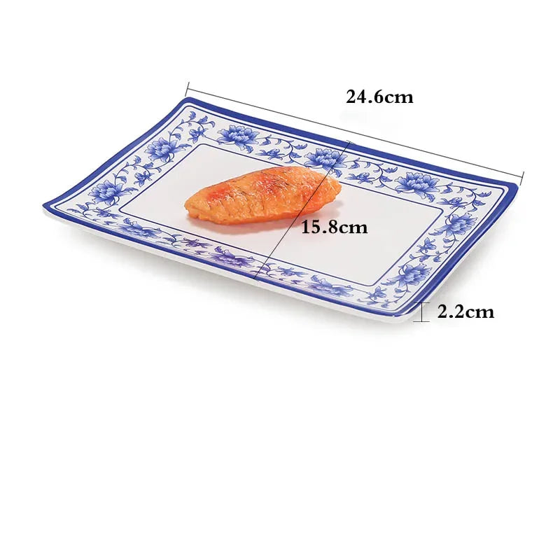 1pc Food Grade Plastic Dinner Plates Chinese Melamine Plastic Is Not Easy To Break Rectangular Plate Restaurant Kitchen Supplies.