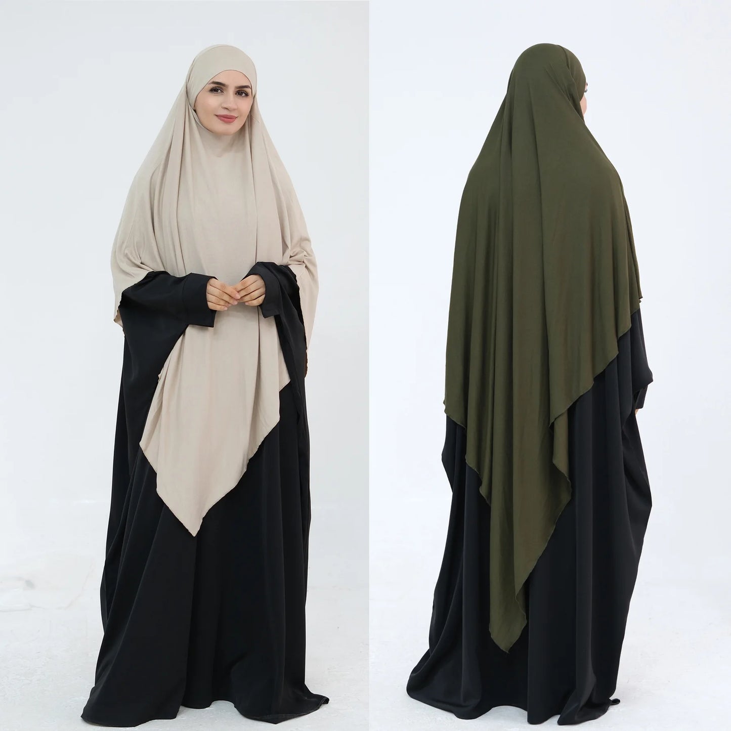 Extra Long Khimar Hijab Scarf Jersey Cotton Muslim Prayer Clothes Islamic Jilbab Khimars for Women Hijabs Veil Niqab Ramadan Eid.