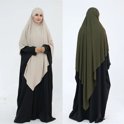 Extra Long Khimar Hijab Scarf Jersey Cotton Muslim Prayer Clothes Islamic Jilbab Khimars for Women Hijabs Veil Niqab Ramadan Eid.