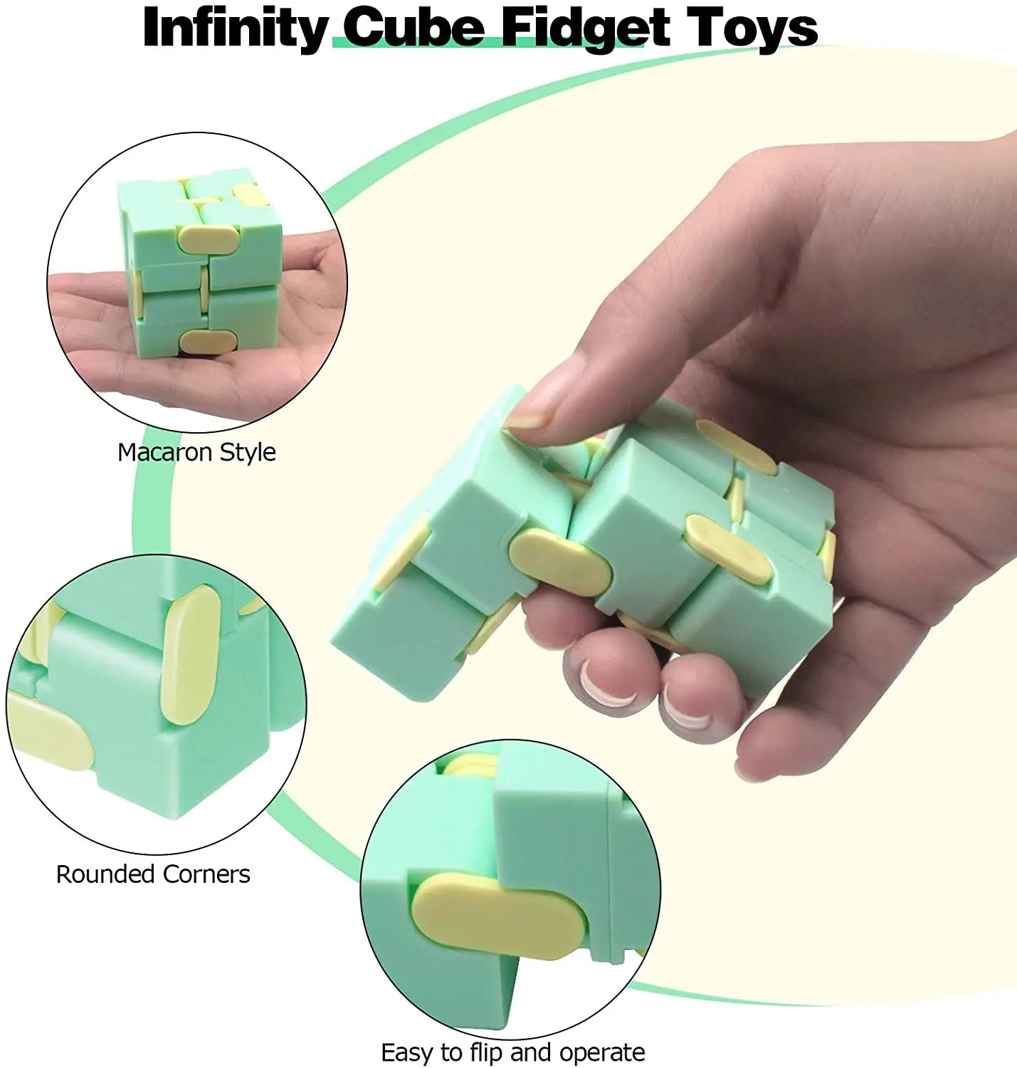 Infinity Cube Fidget Sensory Toy Mini Puzzle Cube Toy Stress Anxiety Relief Magic Puzzle Flip Toy for ADHD Autistic Kids Adult.