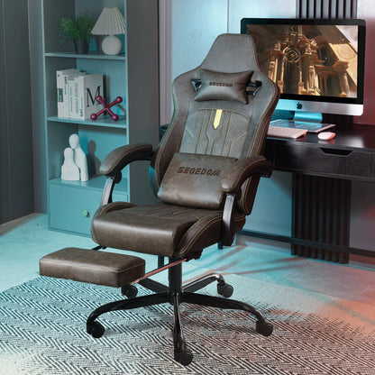 SUKIDAGaming-Stuhl, Computerstuhl, ergonomischer Gaming-Stuhl mit Fußstütze, Bürostuhl, ergonomischer Computerstuhl mit Lordosenstütze