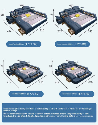 Nordic Smart Modulares Doppelbett Master Storage Luxus Designer Doppelbett Multifunktionale Leder Camas Ehe Möbel