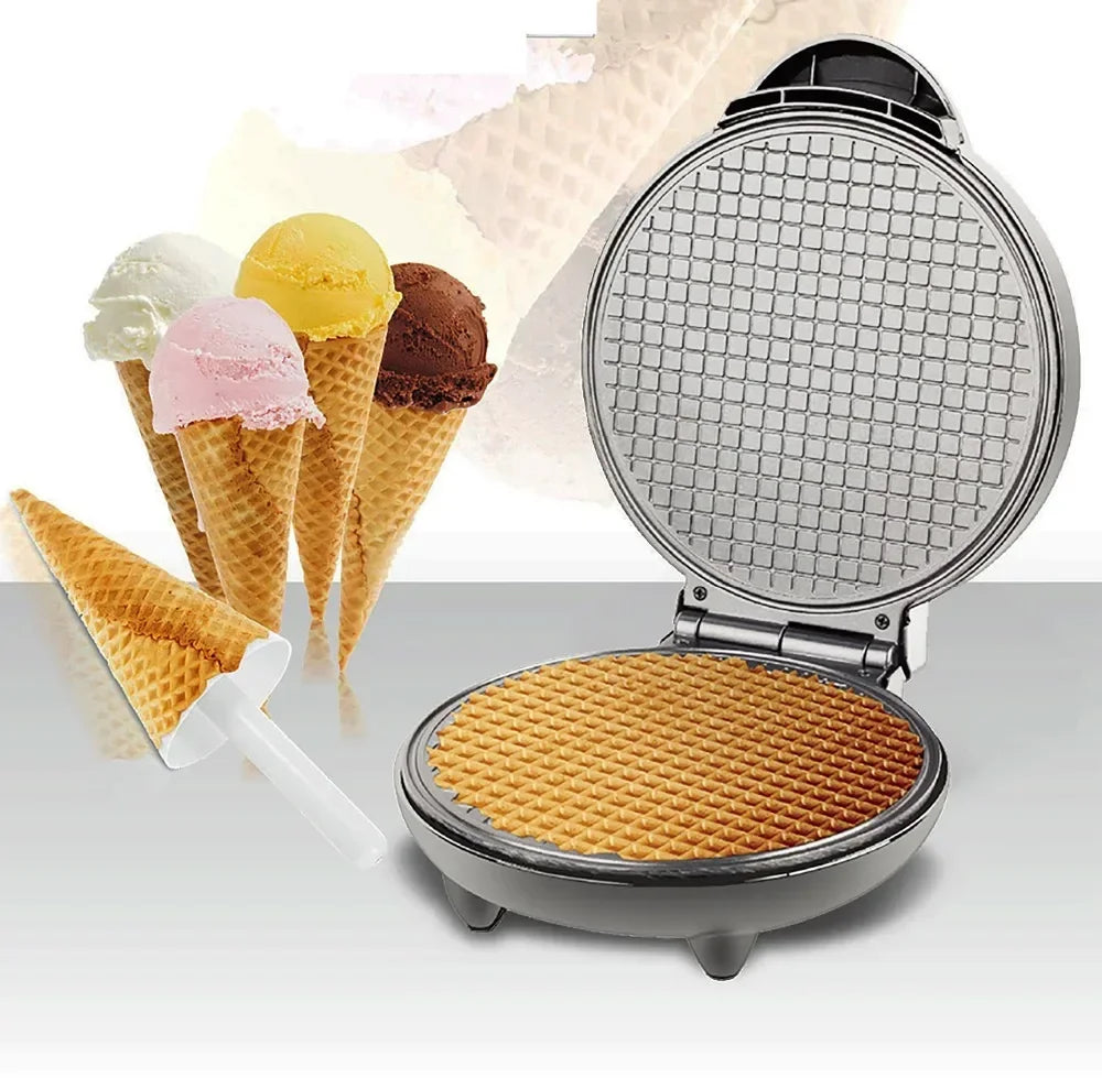Electric Crispy Egg Roll Maker Omelet Sandwich Iron Crepe Baking Pan Waffle Pancake Oven DIY Ice Cream Cone Machine EU Plug.
