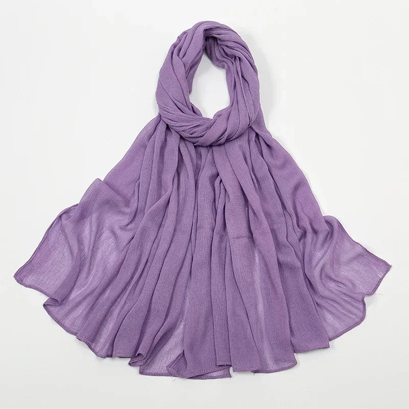 New Crinkle Rayon Hijab Muslim Scarf Women Solid Shawl Big Size Headscarf Islamic Turban Plain Foulard Headband Wrap