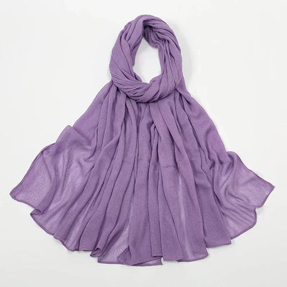 New Crinkle Rayon Hijab Muslim Scarf Women Solid Shawl Big Size Headscarf Islamic Turban Plain Foulard Headband Wrap