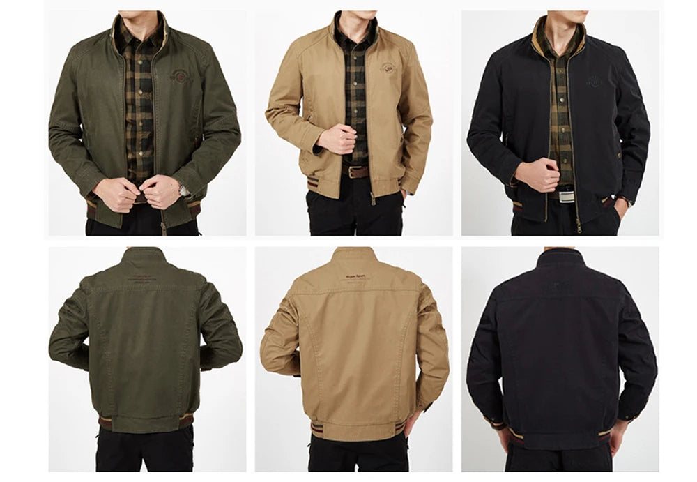DIMUSI Autumn Men's Double-sided Military Jacket Casual Man Cotton Business Coats Fashion Men Multi-pocket Jackets Clothing 8XL.