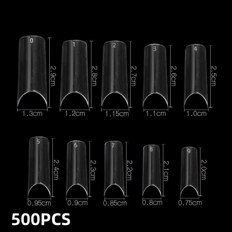 600Pcs Extra Long Hawk Curved Nail Tips Half Cover Eagle Claw Curve False Nails Extension 10 Sizes Bag Packaging for Art Salon *