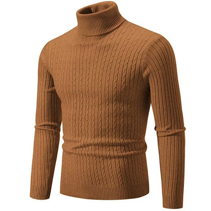 2025 New Men Solid Colour Turtleneck Sweater Black / White / Royal Blue Fashion Simple Male Casual Pullover Tops.