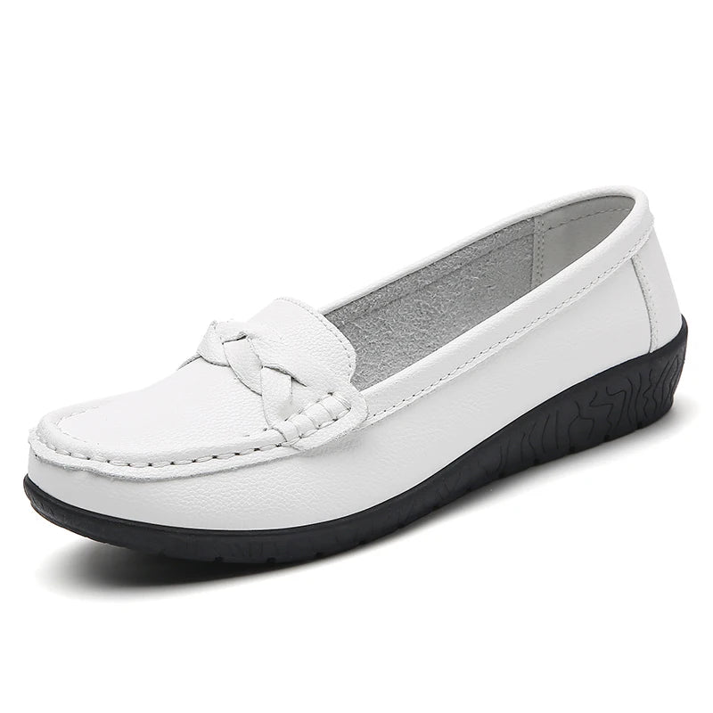 Women Shoes Soft Leather Women's Loafer 2025 New Flats Slip On Casual Shoes Flat Shoes Women White Footwear Zapatos De Mujer.