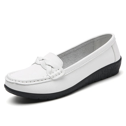 Women Shoes Soft Leather Women's Loafer 2025 New Flats Slip On Casual Shoes Flat Shoes Women White Footwear Zapatos De Mujer.