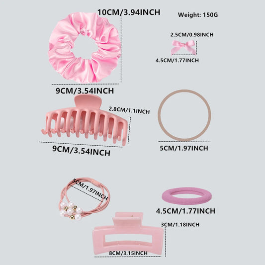 1 Set Pink Hair Accessories Set For Women Girls Hair Claw Hair Tie,Hair Scrunchies Rubber Band For Hair Fashion Hair Accessories.